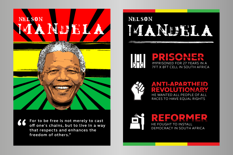 Black history month posters featuring Mandela