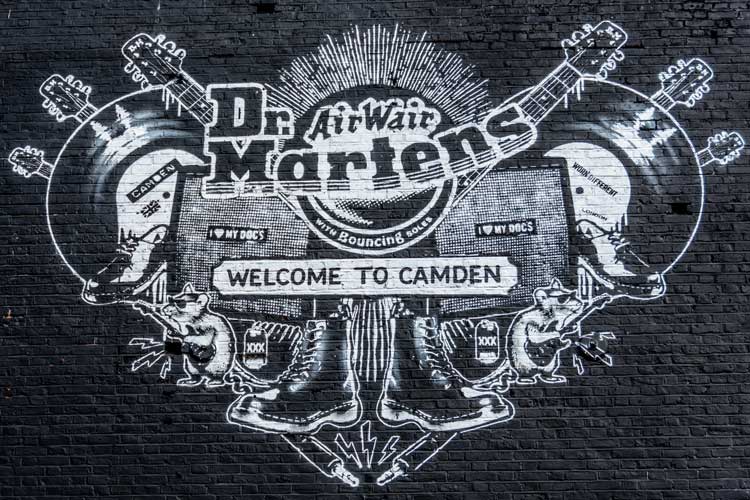 Camden Doctor Martens Air War sign on side of building