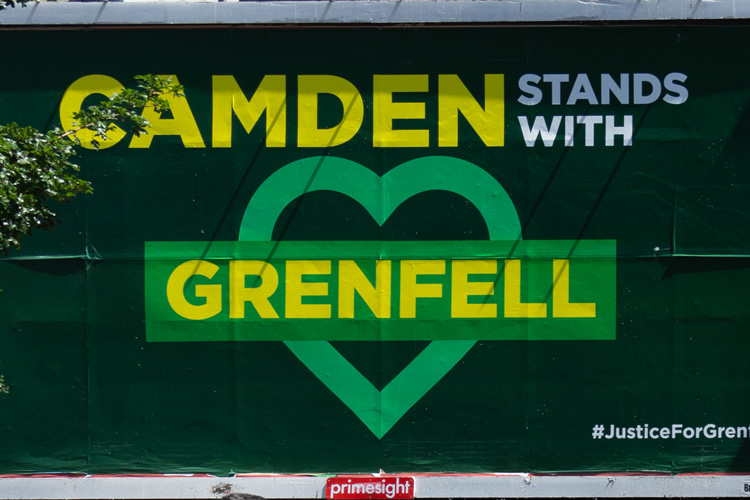 Camden stands with Grenfell billboard