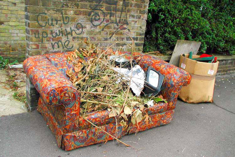 Fly tipped sofa asks you to curl up with it