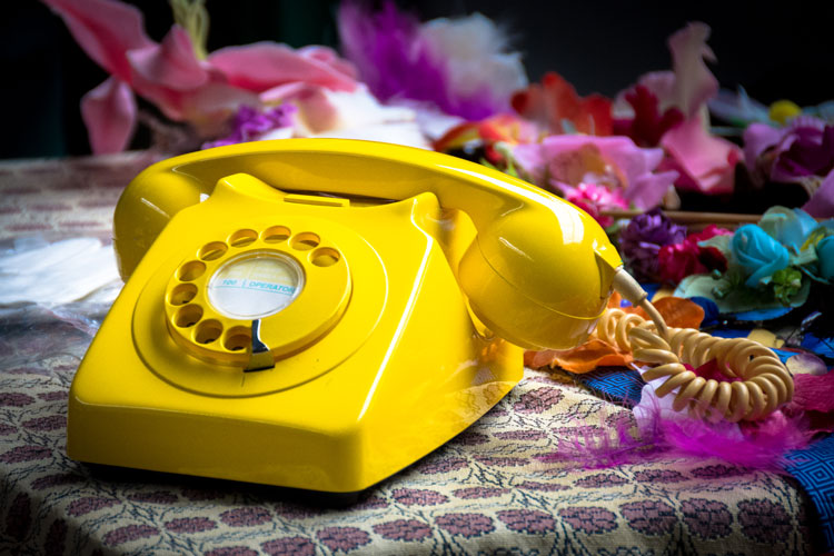 Retro dial yellow telephone