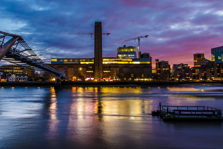 Tate Modern in the colourful sunset