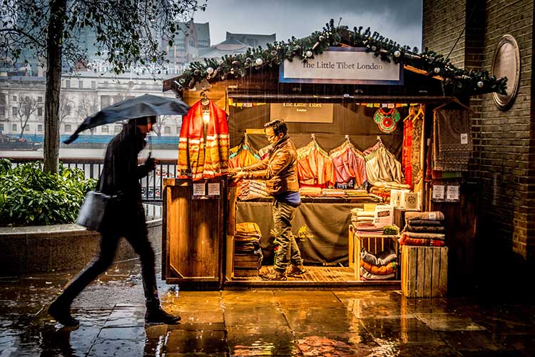 Street stall in the rain