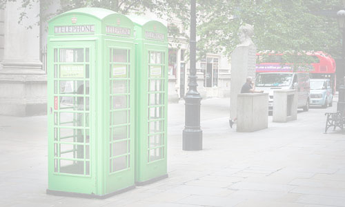 surreal category green telephone boxes on the street